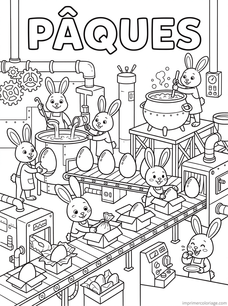 coloriage paques cp usine chocolat lapins 2 à imprimer coloriage paques cp usine chocolat lapins 2 - dessin gratuit à imprimer