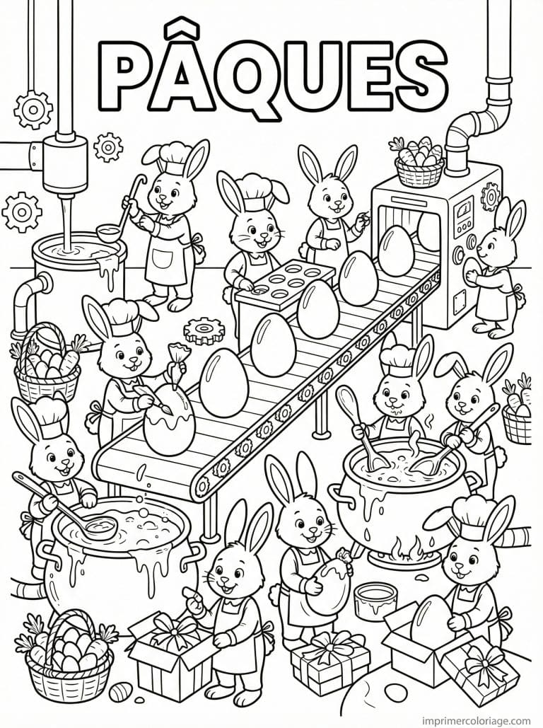 coloriage paques cp usine chocolat lapins 3 à imprimer coloriage paques cp usine chocolat lapins 3 - dessin gratuit à imprimer
