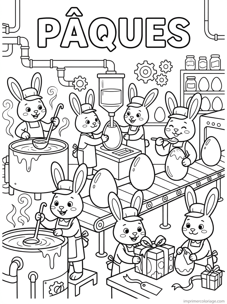 coloriage paques cp usine chocolat lapins à imprimer coloriage paques cp usine chocolat lapins - dessin gratuit à imprimer