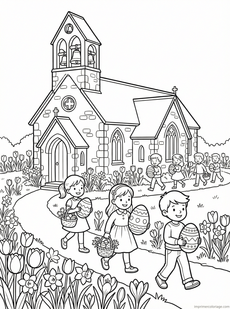 coloriage paques gs eglise cloches enfants à imprimer coloriage paques gs eglise cloches enfants - dessin gratuit à imprimer