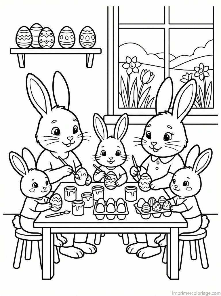 coloriage paques gs famille lapins decore oeufs à imprimer coloriage paques gs famille lapins decore oeufs - dessin gratuit à imprimer