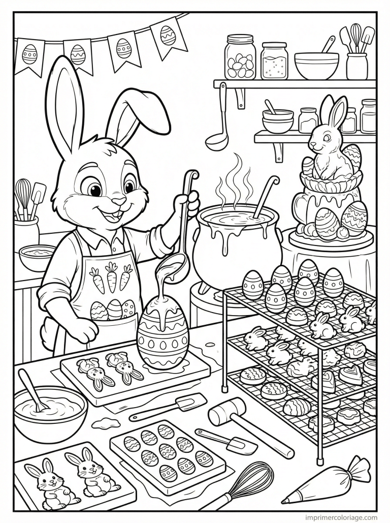 coloriage paques gs lapin atelier chocolat à imprimer coloriage paques gs lapin atelier chocolat - dessin gratuit à imprimer