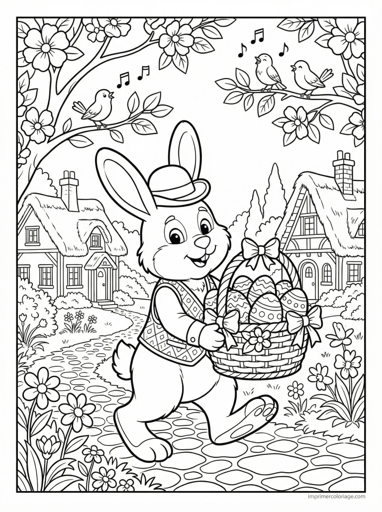 coloriage paques gs lapin village livraison à imprimer coloriage paques gs lapin village livraison - dessin gratuit à imprimer
