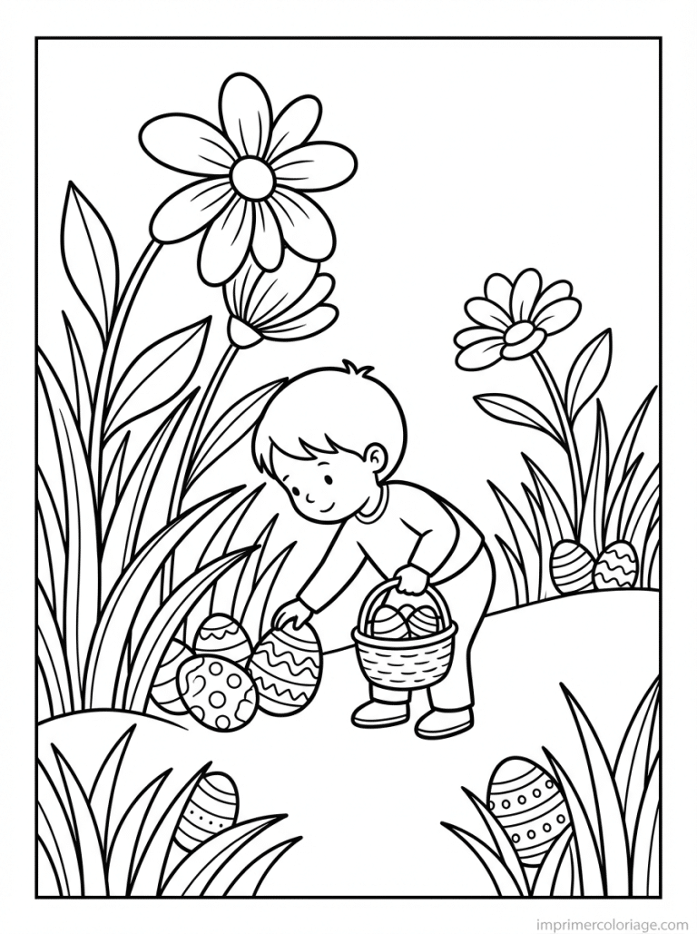 coloriage paques maternelle chasse oeufs enfant à imprimer coloriage paques maternelle chasse oeufs enfant - dessin gratuit à imprimer