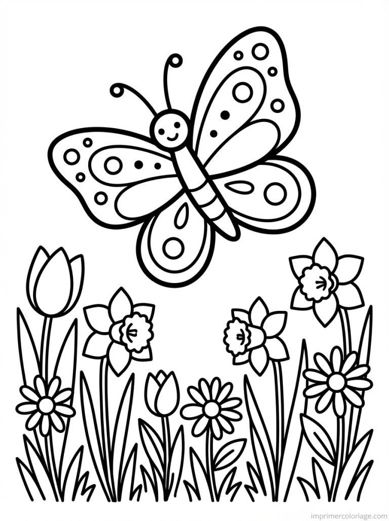 coloriage paques maternelle papillon printemps fleurs à imprimer coloriage paques maternelle papillon printemps fleurs - dessin gratuit à imprimer
