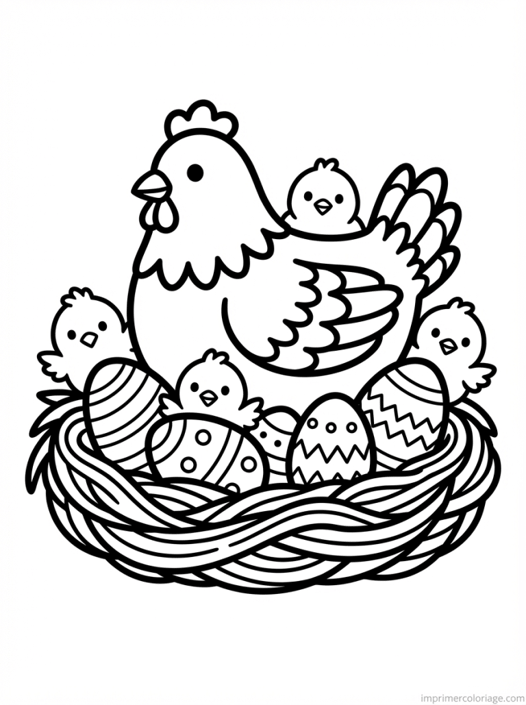 coloriage paques maternelle poule nid oeufs à imprimer coloriage paques maternelle poule nid oeufs - dessin gratuit à imprimer
