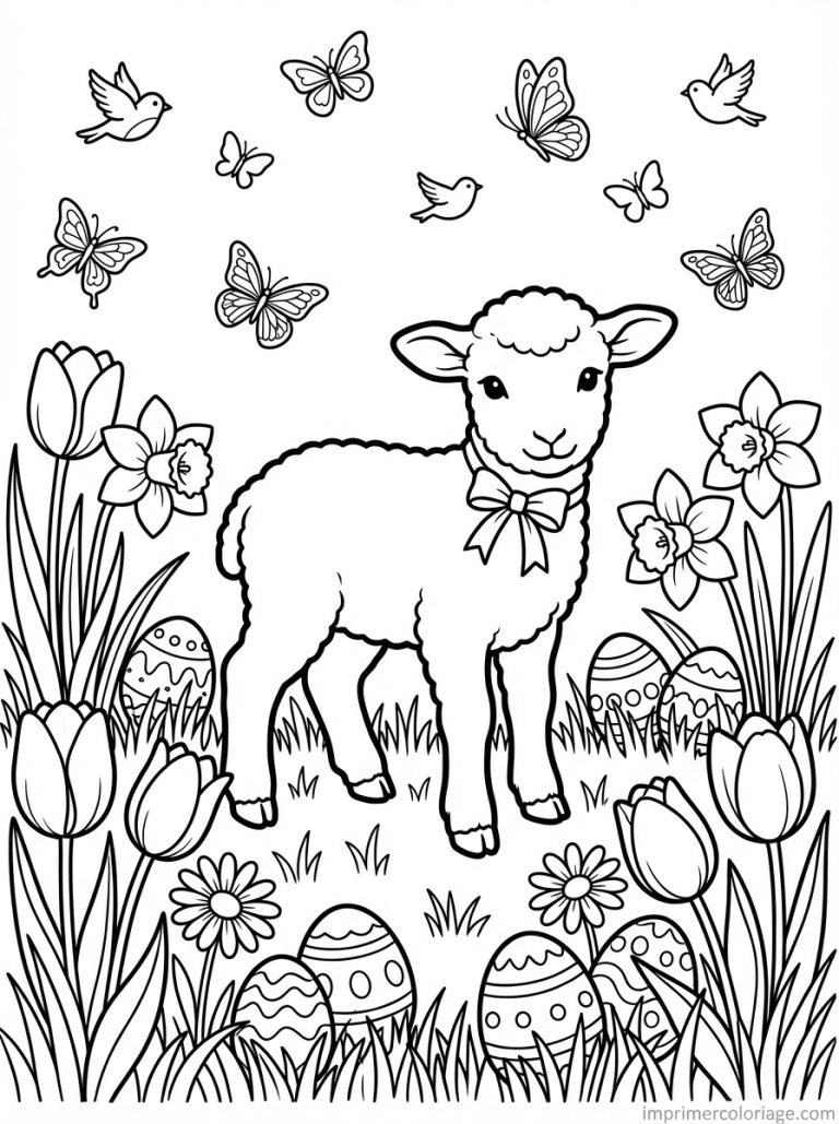 coloriage paques ms agneau champ oeufs à imprimer coloriage paques ms agneau champ oeufs - dessin gratuit à imprimer