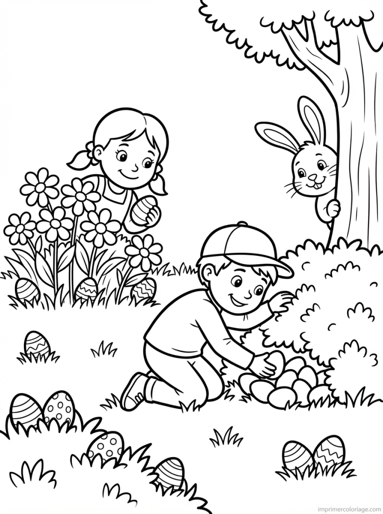 coloriage paques ms enfants chasse oeufs à imprimer coloriage paques ms enfants chasse oeufs - dessin gratuit à imprimer
