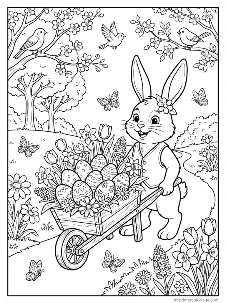coloriage paques ms lapin brouette oeufs à imprimer coloriage paques ms lapin brouette oeufs - dessin gratuit à imprimer