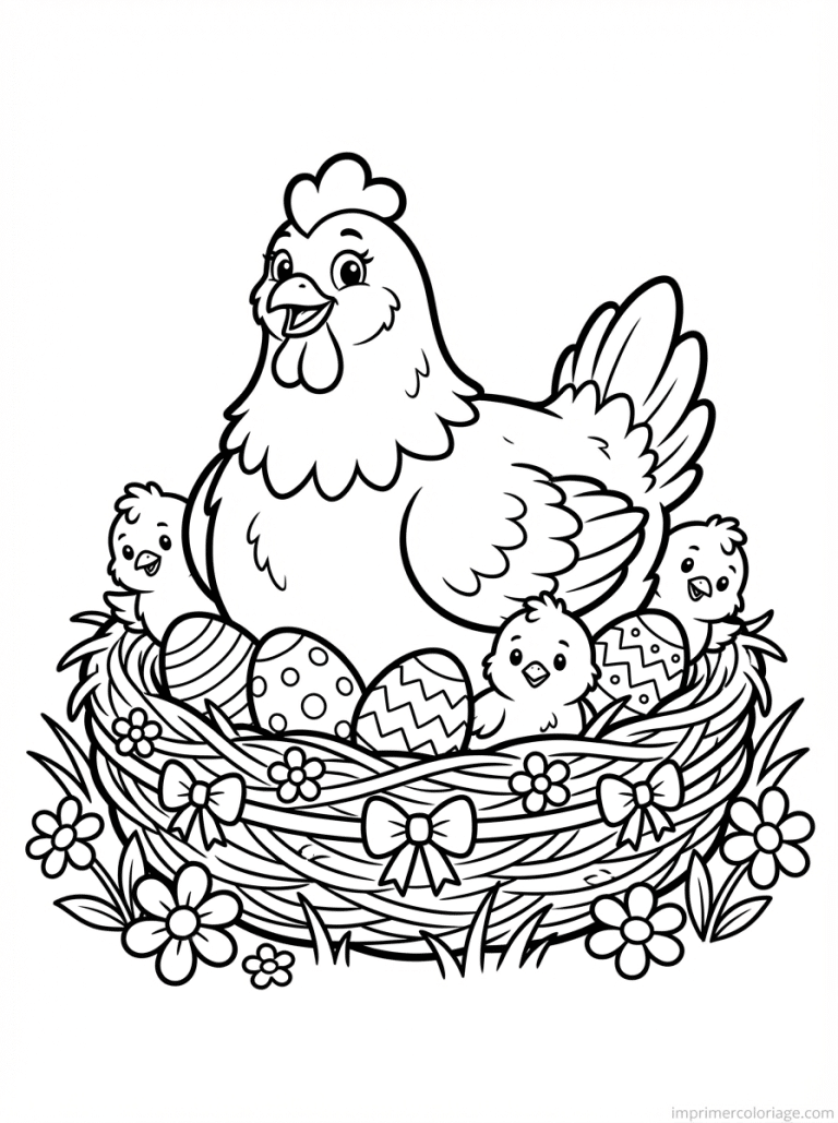 coloriage paques ms poule nid poussins à imprimer coloriage paques ms poule nid poussins - dessin gratuit à imprimer
