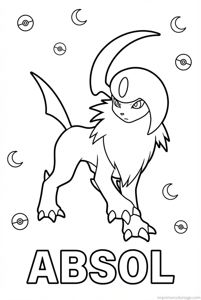 coloriage pokemon absol criniere blanche - dessin gratuit &agrave; imprimer