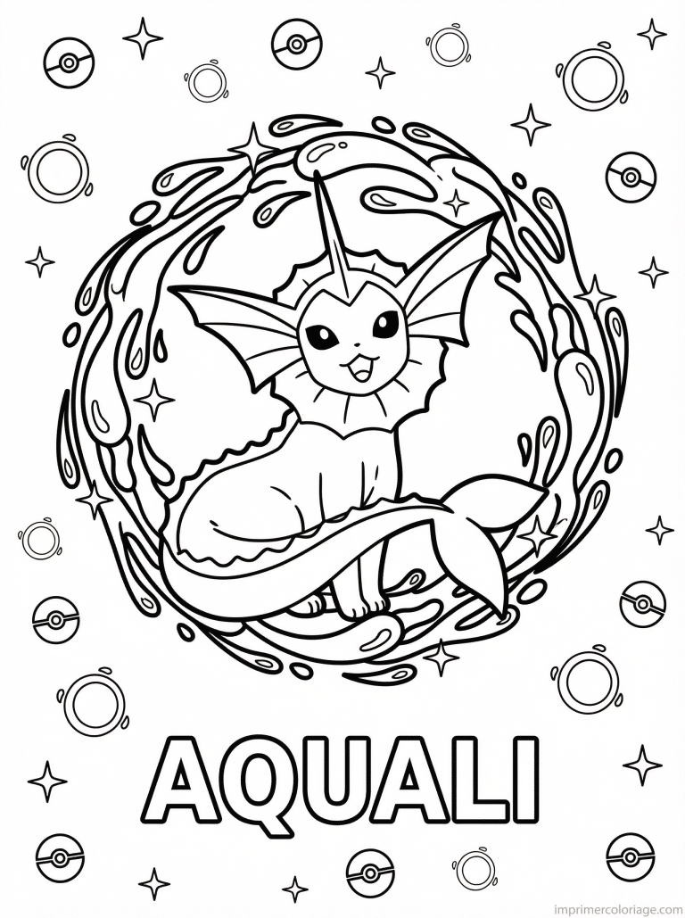 coloriage pokemon aquali anneau aquatique - dessin gratuit &agrave; imprimer