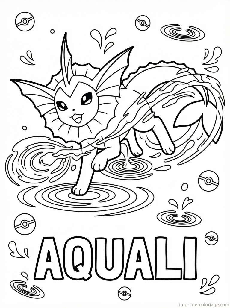 coloriage pokemon aquali attaque ecume 1 - dessin gratuit &agrave; imprimer