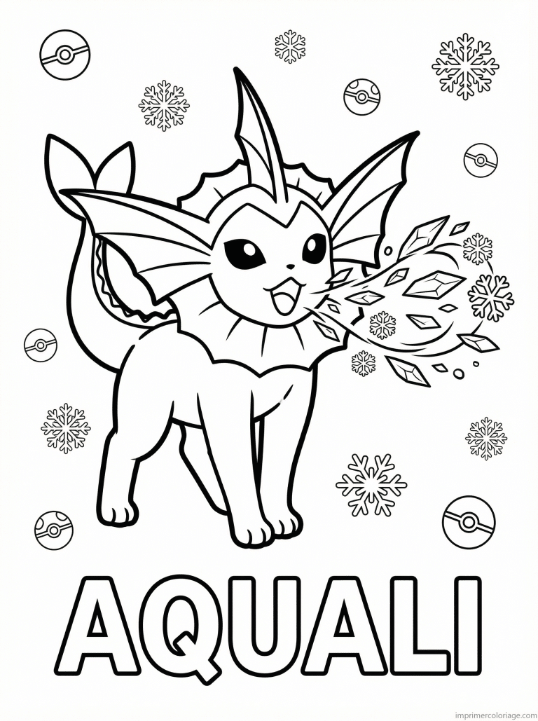 coloriage pokemon aquali blizzard tempete - dessin gratuit &agrave; imprimer
