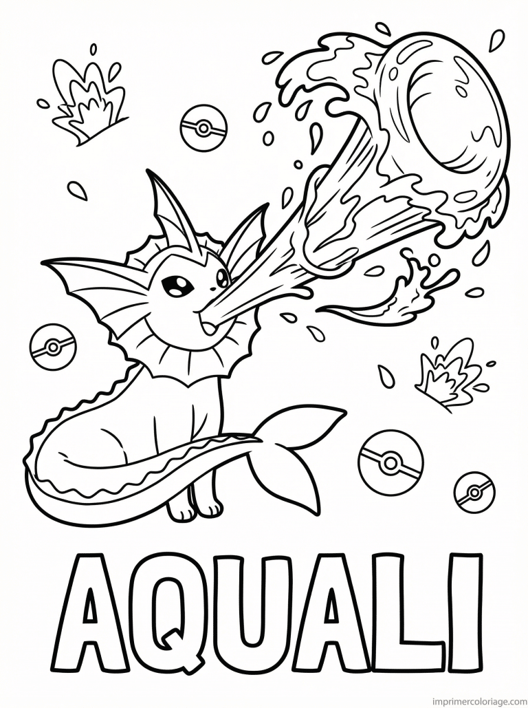 coloriage pokemon aquali hydrocanon - dessin gratuit &agrave; imprimer