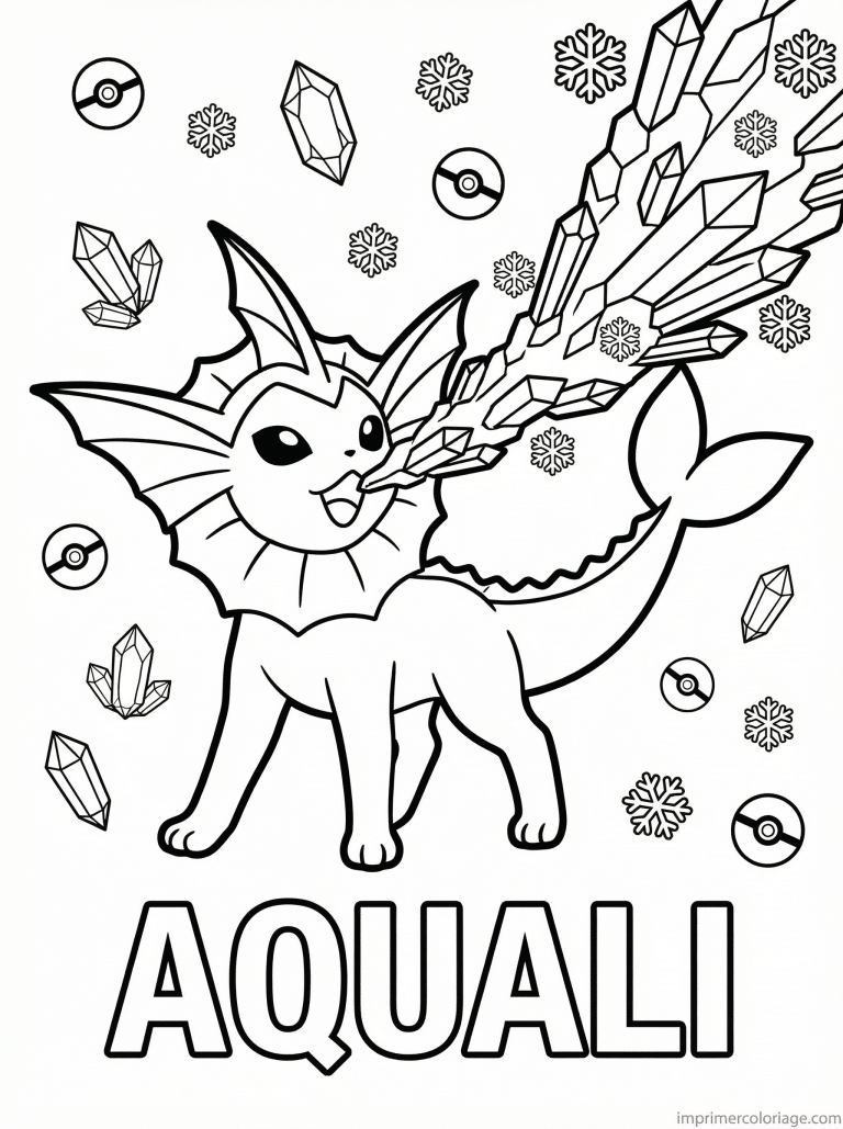 coloriage pokemon aquali laser glace - dessin gratuit &agrave; imprimer
