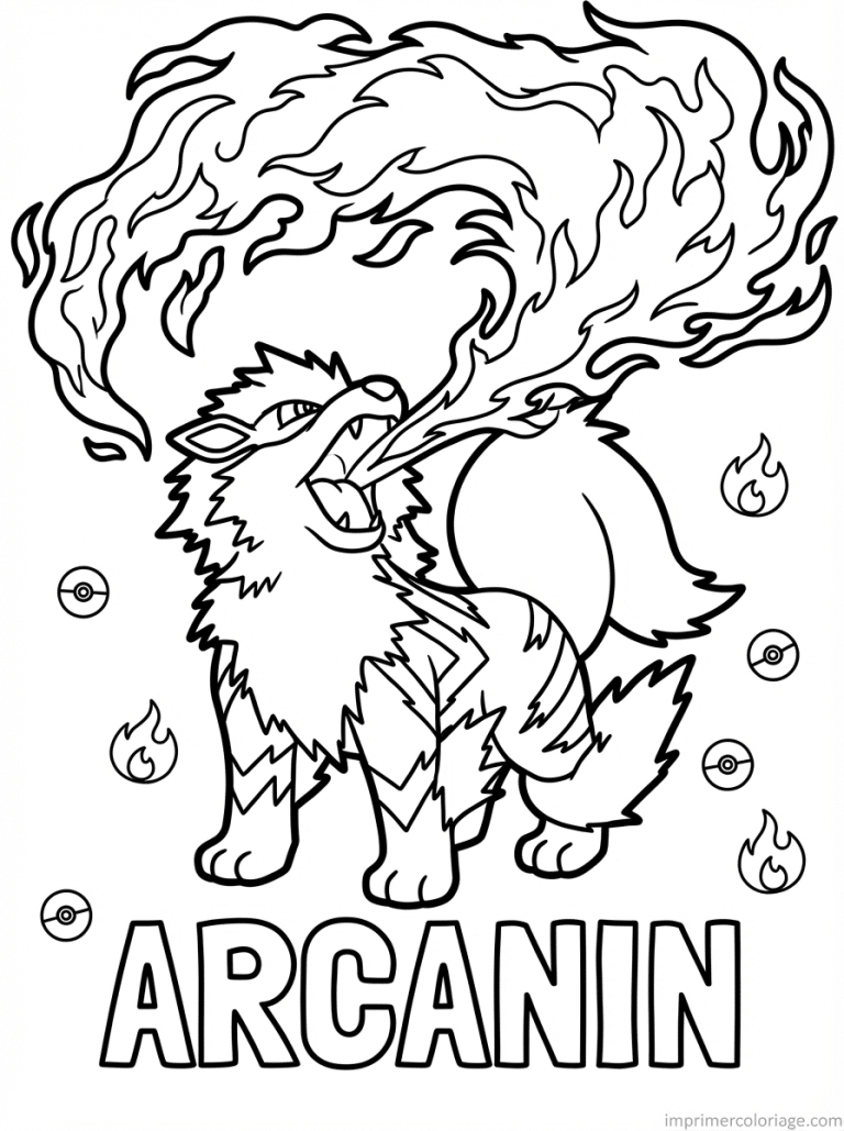 coloriage pokemon arcanin lance flammes - dessin gratuit &agrave; imprimer
