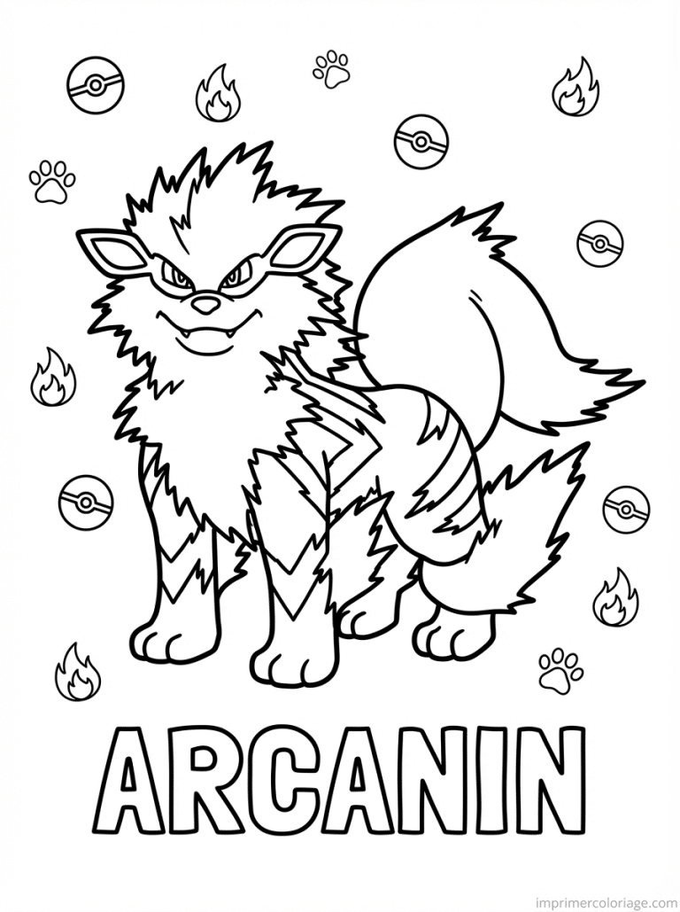 coloriage pokemon arcanin majestueux criniere noir blanc - dessin gratuit &agrave; imprimer