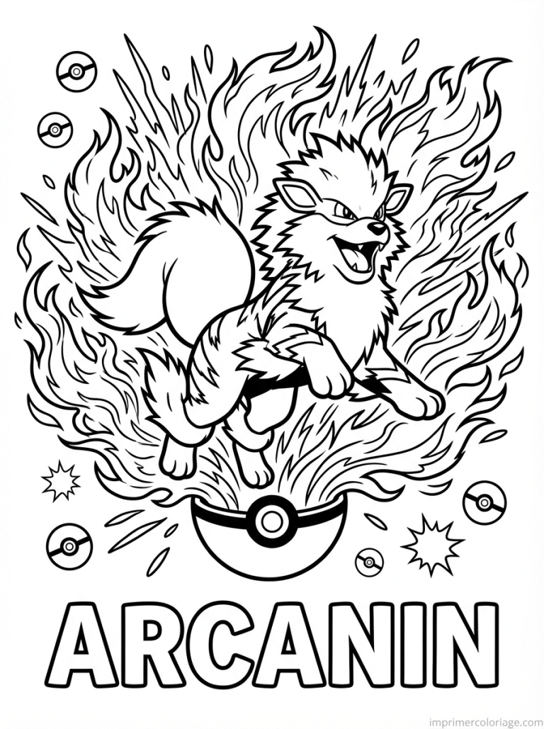 coloriage pokemon arcanin sort pokeball - dessin gratuit &agrave; imprimer