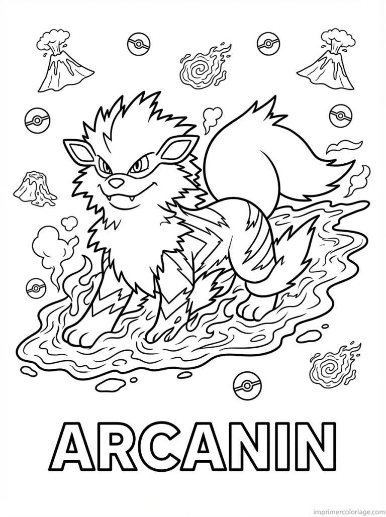 coloriage pokemon arcanin traverse lave - dessin gratuit &agrave; imprimer