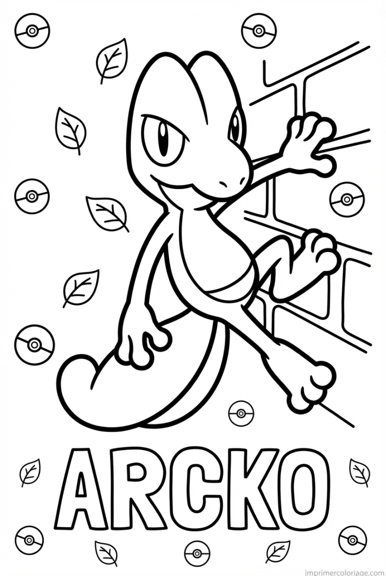 coloriage pokemon arcko pose cool - dessin gratuit &agrave; imprimer