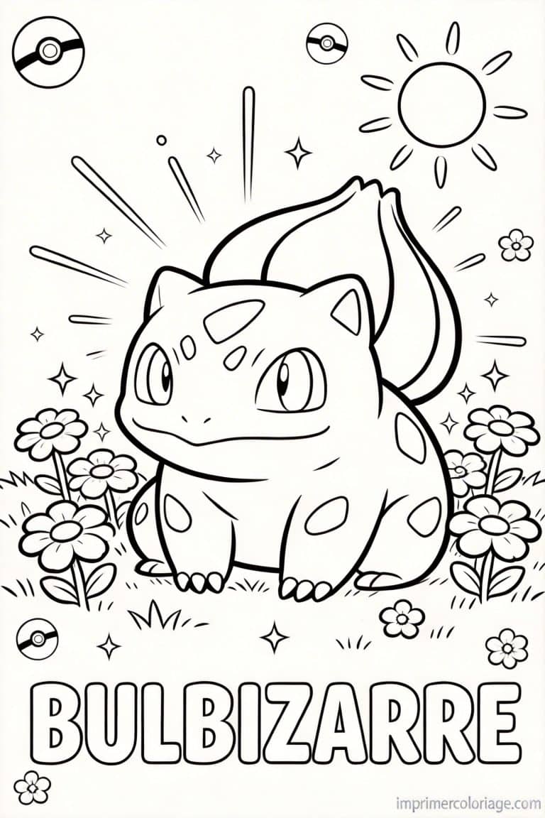 coloriage pokemon bulbizarre absorbe soleil 1 - dessin gratuit &agrave; imprimer