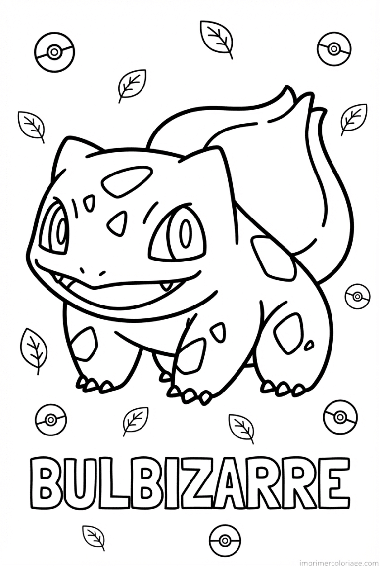 coloriage pokemon bulbizarre assis 2 - dessin gratuit &agrave; imprimer