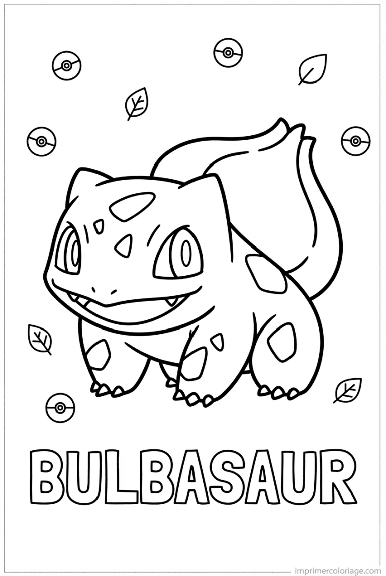 coloriage pokemon bulbizarre assis - dessin gratuit &agrave; imprimer