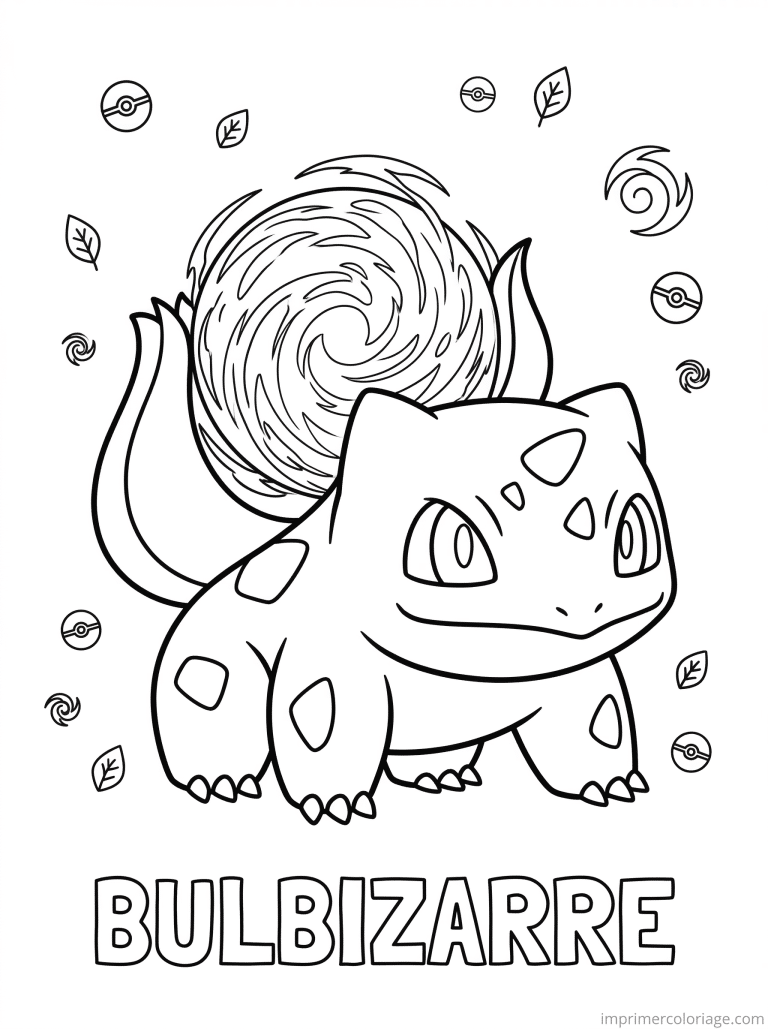 coloriage pokemon bulbizarre boule energie - dessin gratuit &agrave; imprimer