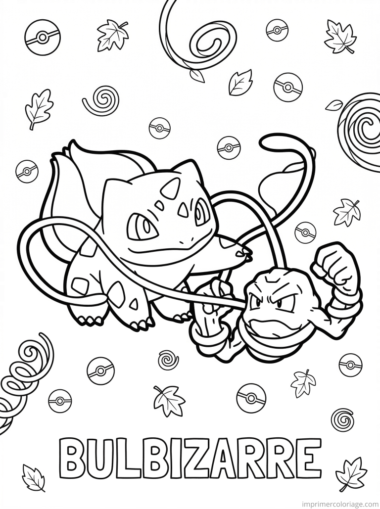 coloriage pokemon bulbizarre piege lianes - dessin gratuit &agrave; imprimer