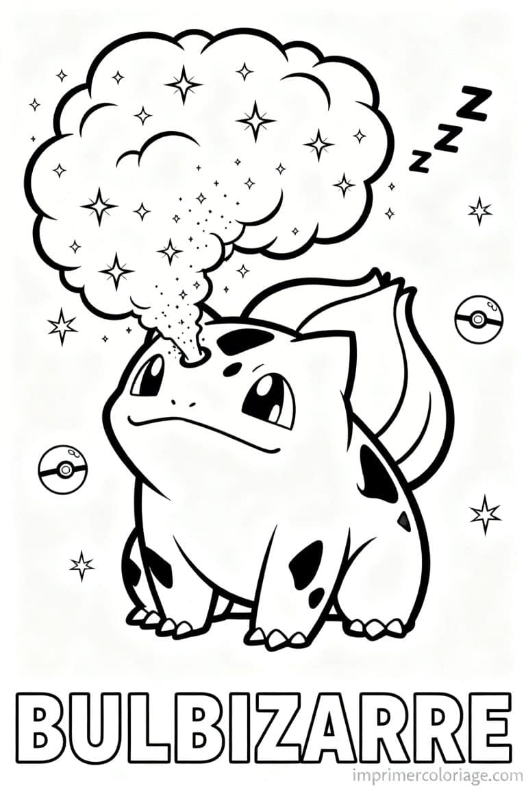 coloriage pokemon bulbizarre poudre dodo - dessin gratuit &agrave; imprimer