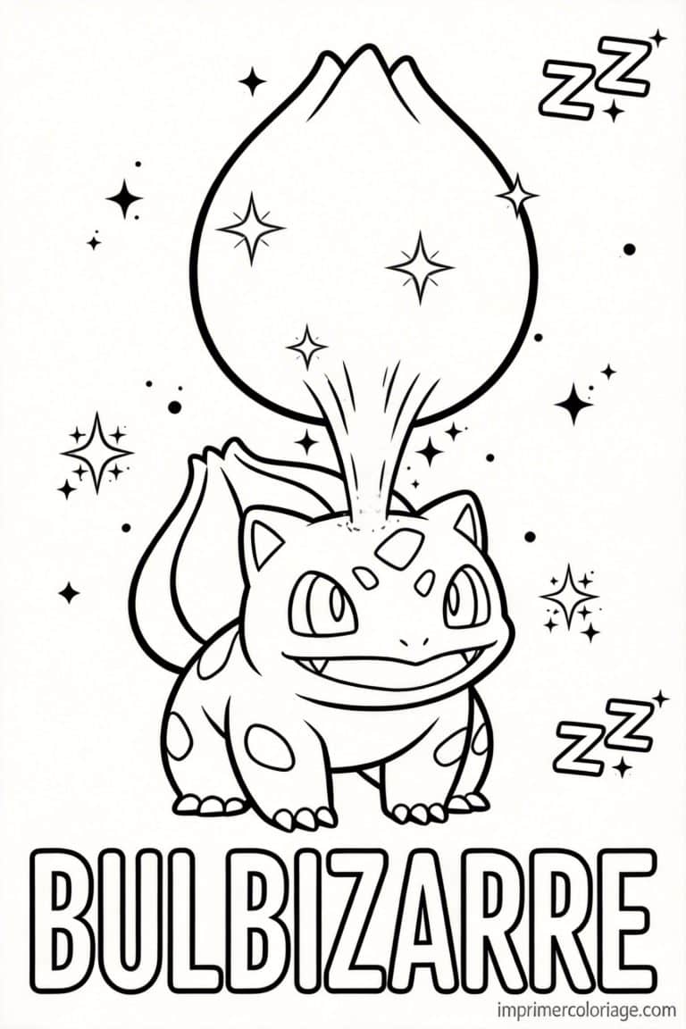 coloriage pokemon bulbizarre poudre sommeil 1 - dessin gratuit &agrave; imprimer