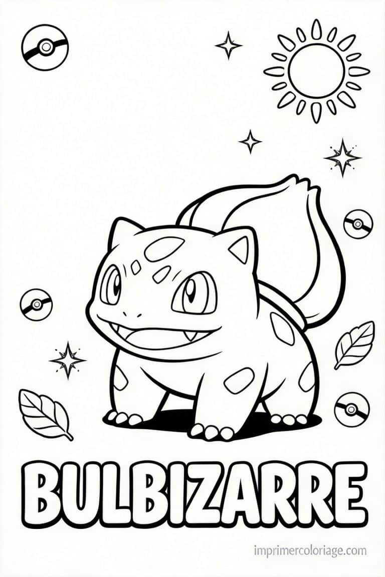 coloriage pokemon bulbizarre rayon solaire - dessin gratuit &agrave; imprimer