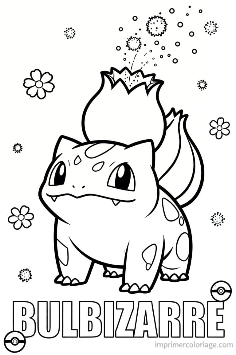coloriage pokemon bulbizarre spores bulbe - dessin gratuit &agrave; imprimer