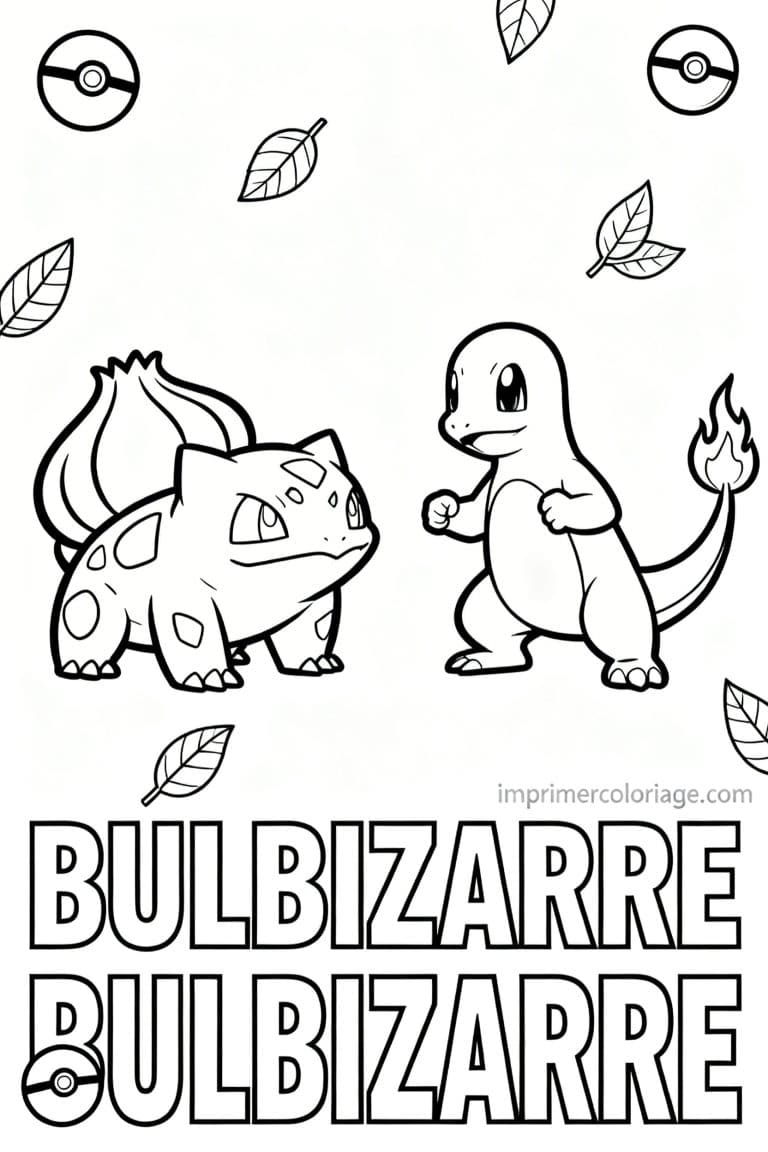 coloriage pokemon bulbizarre vs salameche - dessin gratuit &agrave; imprimer