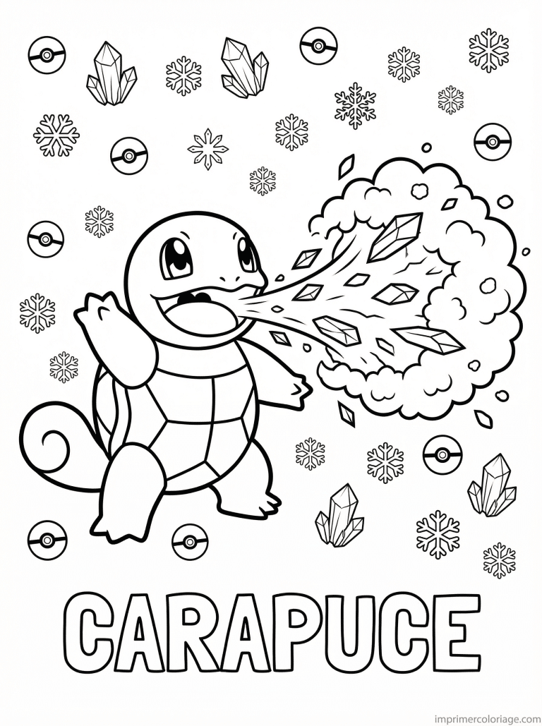 coloriage pokemon carapuce blizzard glace - dessin gratuit &agrave; imprimer