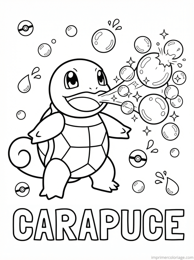 coloriage pokemon carapuce bulles eau - dessin gratuit &agrave; imprimer