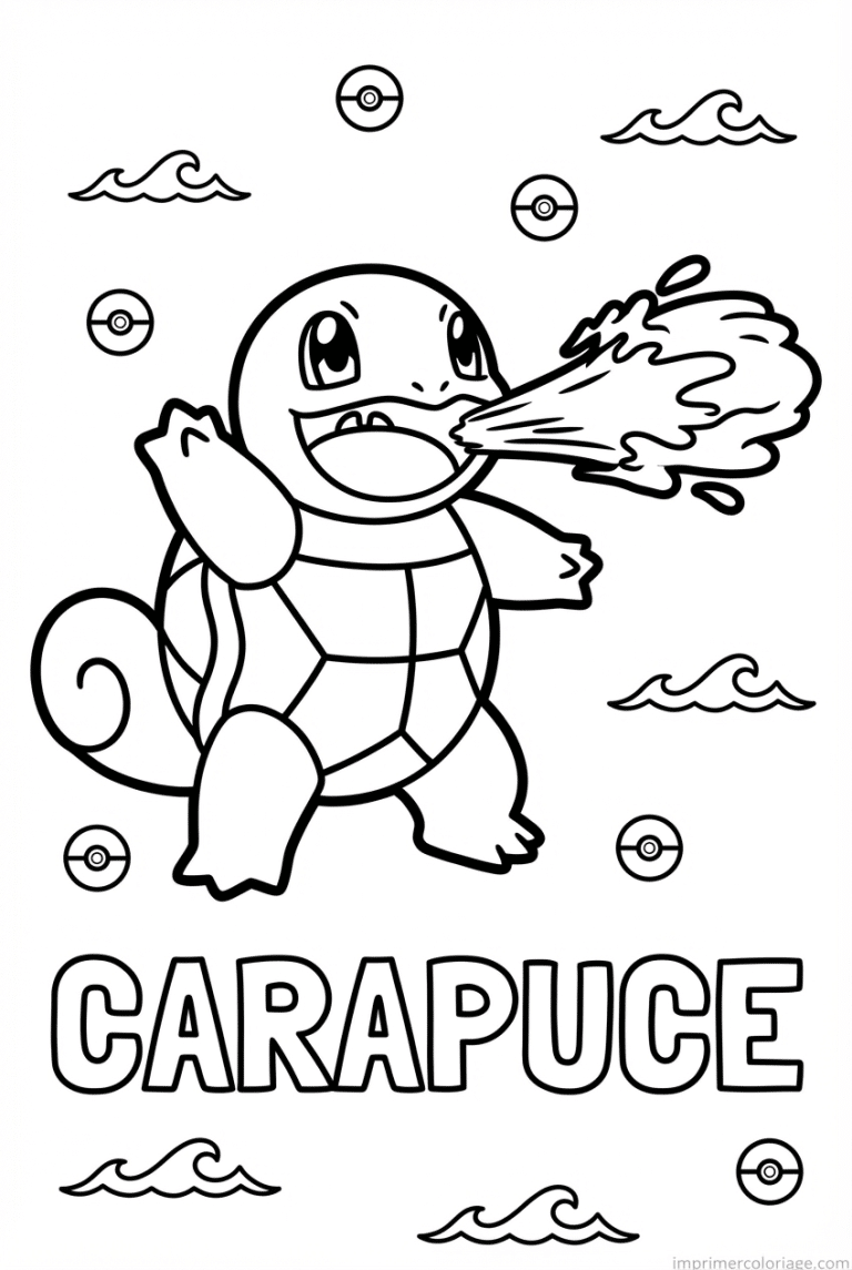 coloriage pokemon carapuce canon eau - dessin gratuit &agrave; imprimer