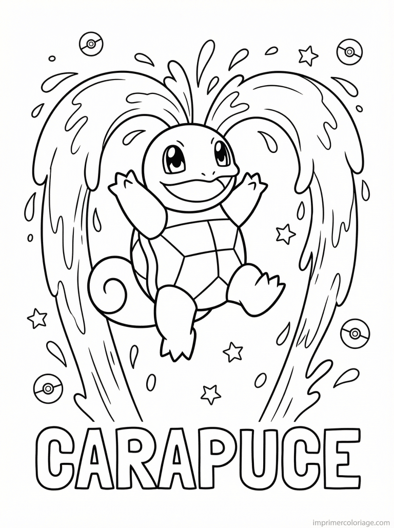 coloriage pokemon carapuce celebre victoire - dessin gratuit &agrave; imprimer