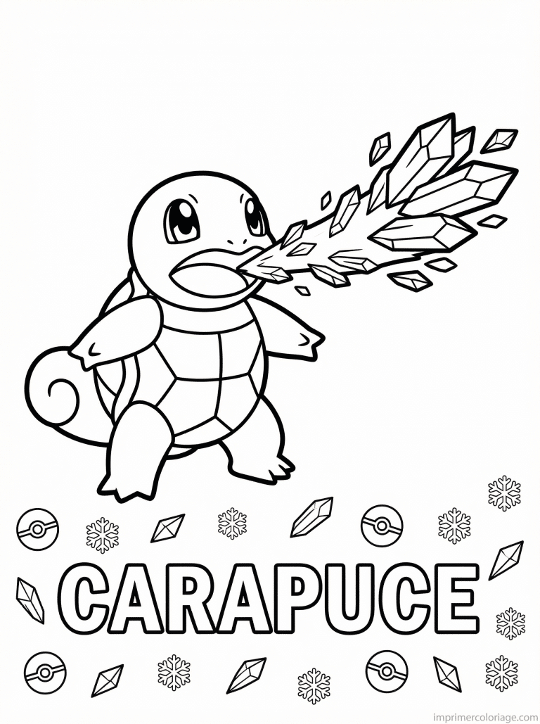 coloriage pokemon carapuce laser glace - dessin gratuit &agrave; imprimer