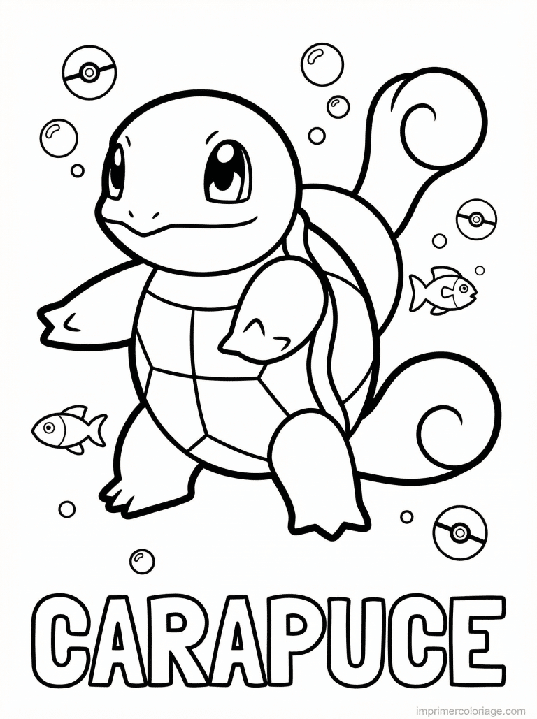 coloriage pokemon carapuce nage sous eau - dessin gratuit &agrave; imprimer