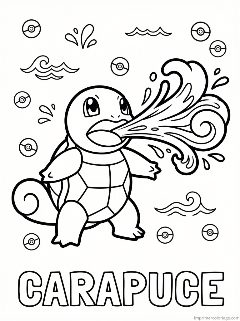 coloriage pokemon carapuce pistolet eau - dessin gratuit &agrave; imprimer