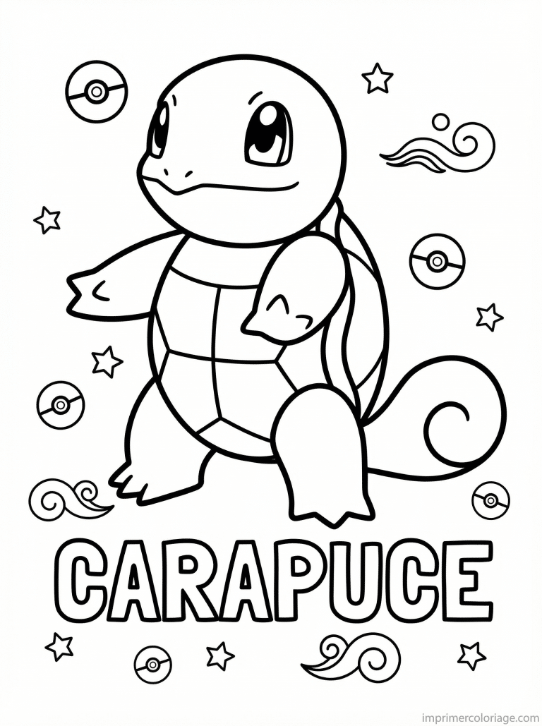 coloriage pokemon carapuce pose iconique legendaire - dessin gratuit &agrave; imprimer