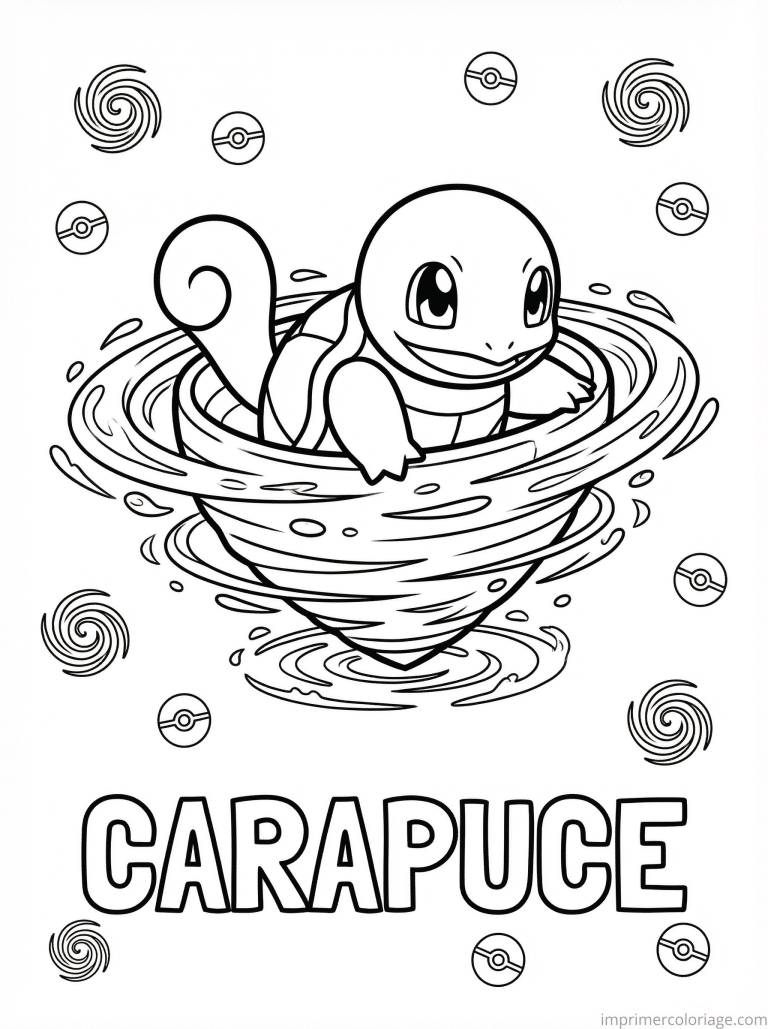 coloriage pokemon carapuce rotation rapide - dessin gratuit &agrave; imprimer