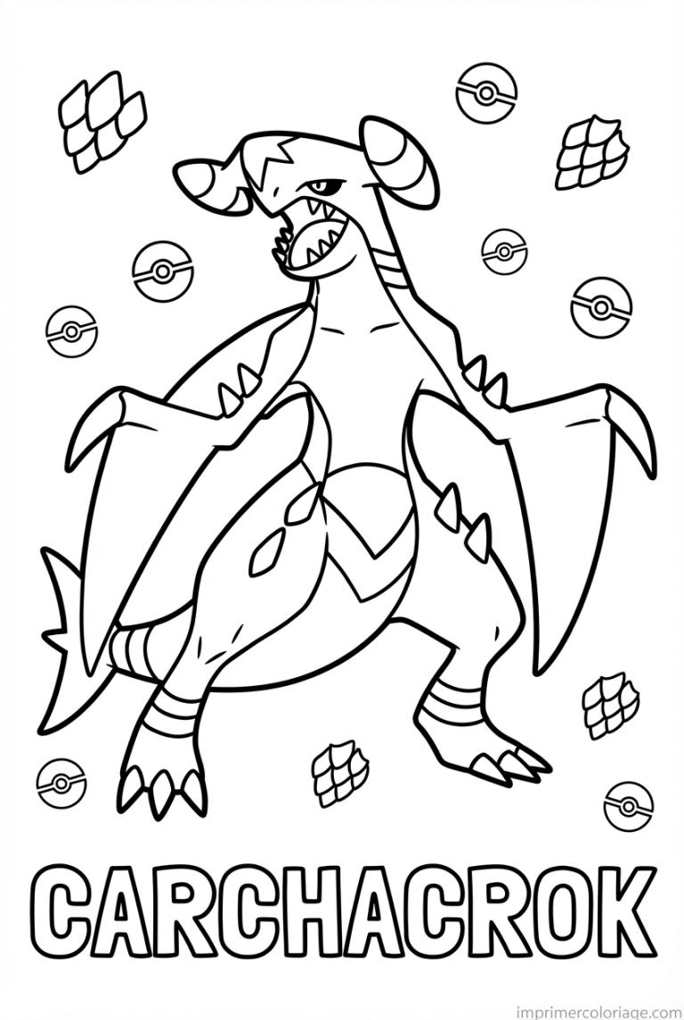 coloriage pokemon carchacrok requin dragon - dessin gratuit &agrave; imprimer