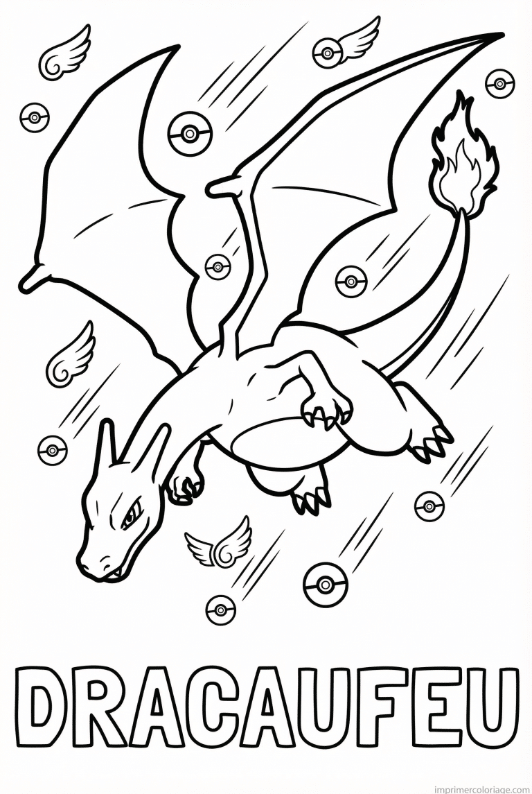 coloriage pokemon dracaufeu attaque aile - dessin gratuit &agrave; imprimer