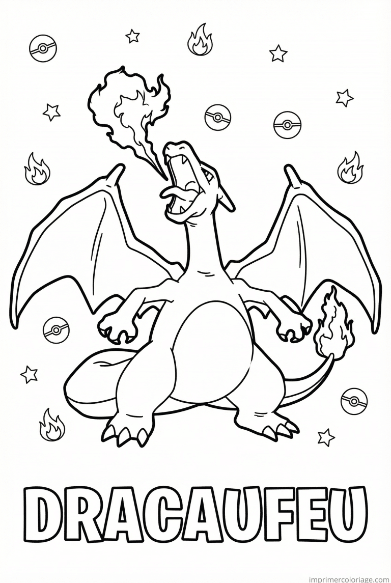 coloriage pokemon dracaufeu celebre victoire - dessin gratuit &agrave; imprimer