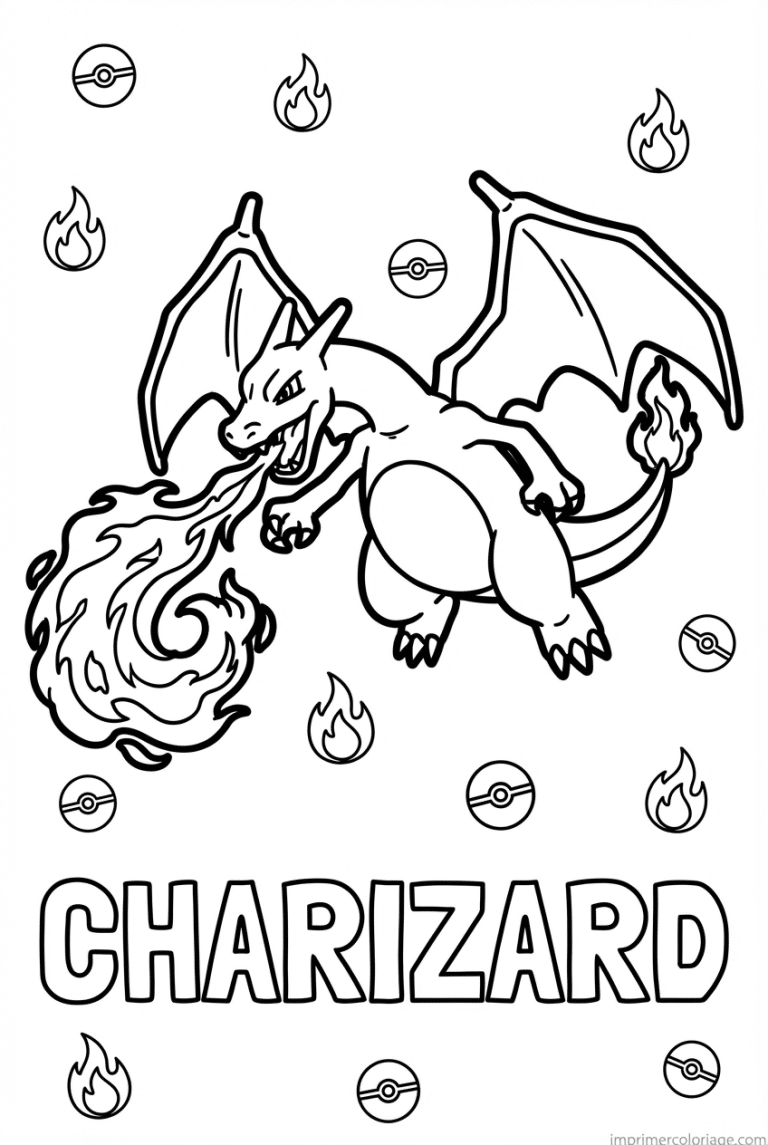 coloriage pokemon dracaufeu crache le feu - dessin gratuit &agrave; imprimer