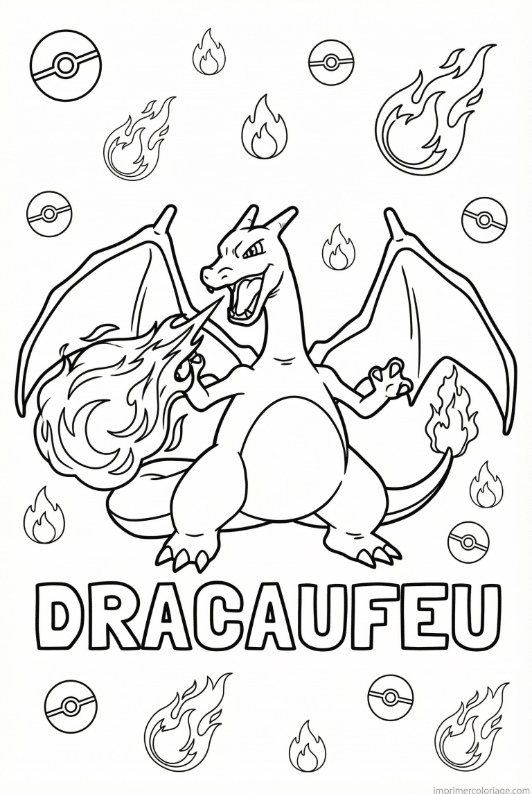 coloriage pokemon dracaufeu deflagration feu - dessin gratuit &agrave; imprimer