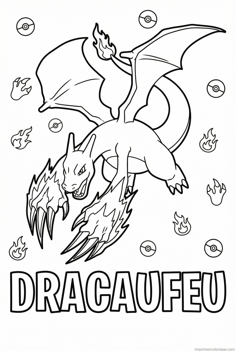 coloriage pokemon dracaufeu griffe dragon - dessin gratuit &agrave; imprimer